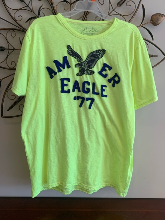 American Eagle Outfitters Other - American Eagle Outfitters Neon Yellow Crewneck Tee with Navy Print - Unisex